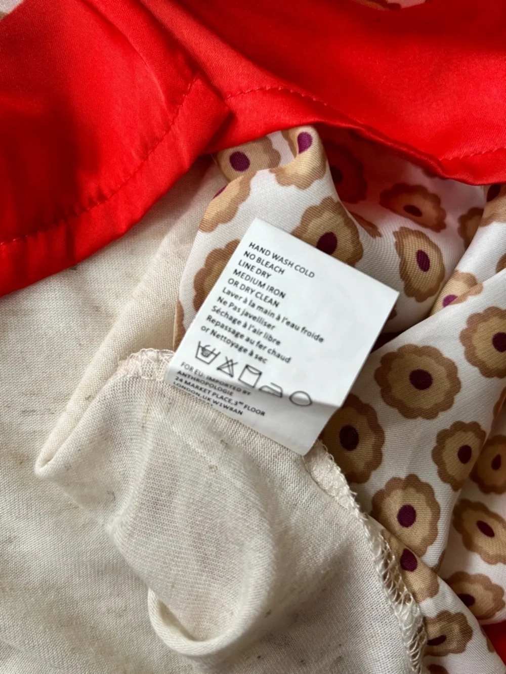 Exec Cond Anthropologie Tiny Brand Floral Mix-Print Boho Satin Blouse in Cream - Picture 12 of 17